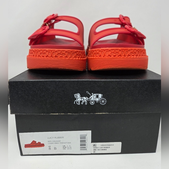 Coach Lucy Platform Slide In Red Orange - Picture 4 of 7